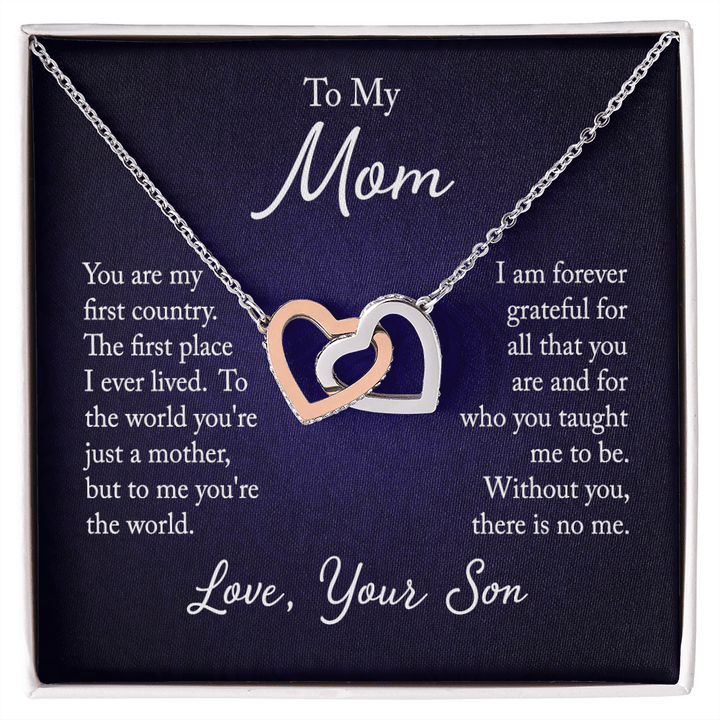 Interlocking Hearts Necklace – Gift for Mom from Son | Meaningful Mother’s Love Jewelry - Whimsical Shoppe