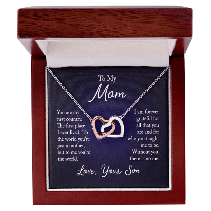 Interlocking Hearts Necklace – Gift for Mom from Son | Meaningful Mother’s Love Jewelry - Whimsical Shoppe