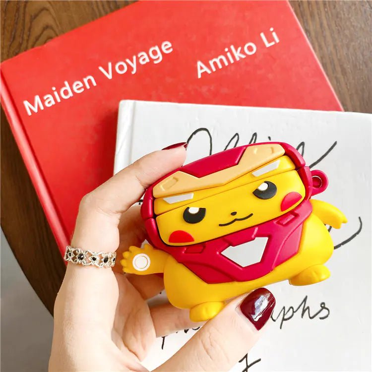 Iron Man 3D AirPods Case – Silicone Flip Cover for AirPods 1/2 & AirPods Pro (Lightweight 0.085 kg) - Whimsical Shoppe