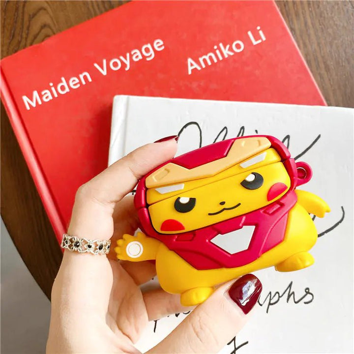 Iron Man 3D AirPods Case – Silicone Flip Cover for AirPods 1/2 & AirPods Pro (Lightweight 0.085 kg) - Whimsical Shoppe