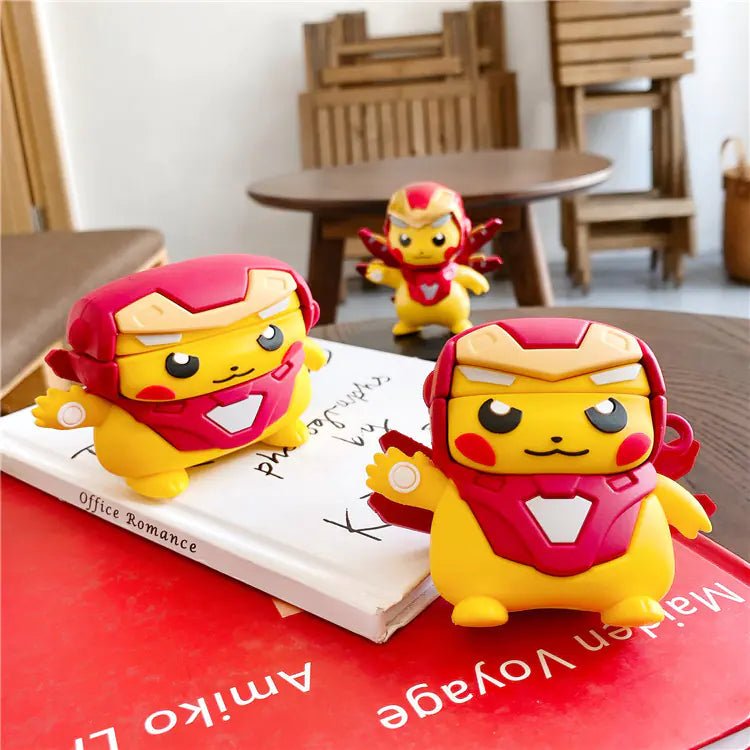 Iron Man 3D AirPods Case – Silicone Flip Cover for AirPods 1/2 & AirPods Pro (Lightweight 0.085 kg) - Whimsical Shoppe