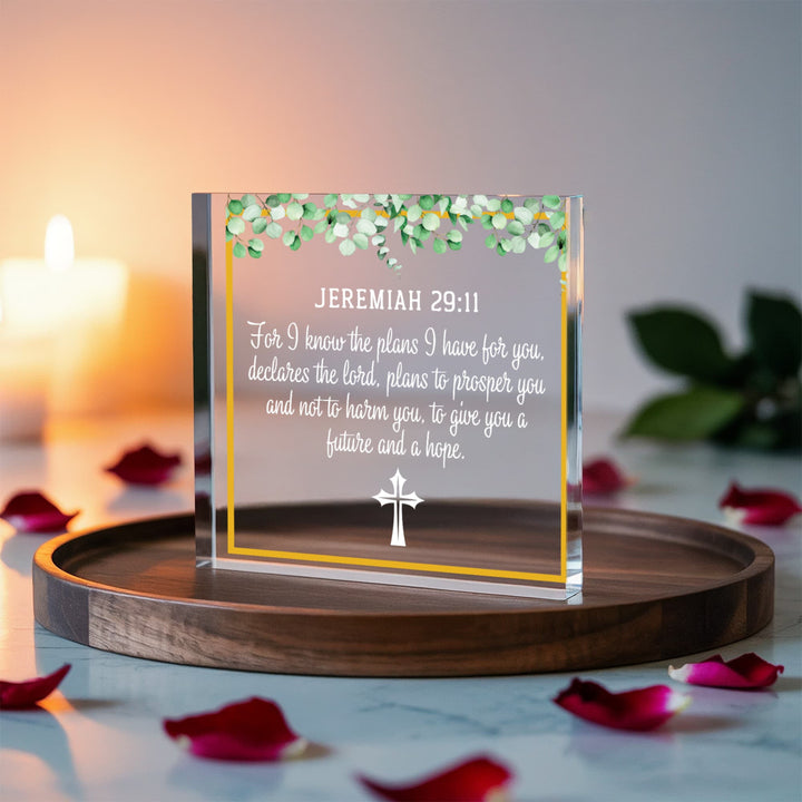 Jeremiah 29:11 Acrylic Plaque - "Plans to Prosper You" Scripture (6" x 6") - Whimsical Shoppe
