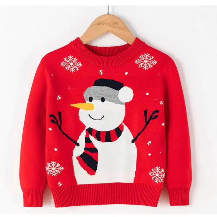 Kids Cartoon Christmas Snowman Pullover Sweater (Ages 2Y - 6Y) - Whimsical Shoppe