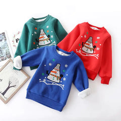 Baby Christmas Snowman Sweater - Velvet Padded Cotton (90cm-140cm)