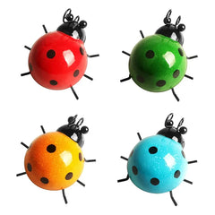 Metal Ladybug Wall Art – Indoor & Outdoor Garden Decor in Red, Green, Yellow, and Blue