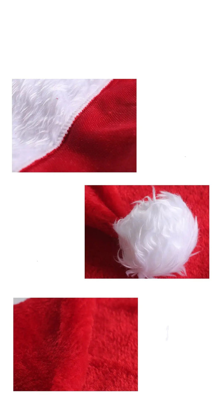 LED Light - Up Santa Hat – Plush Christmas Hat for Kids & Adults, 20 - Color Twinkling LEDs (Batteries Included) - Whimsical Shoppe