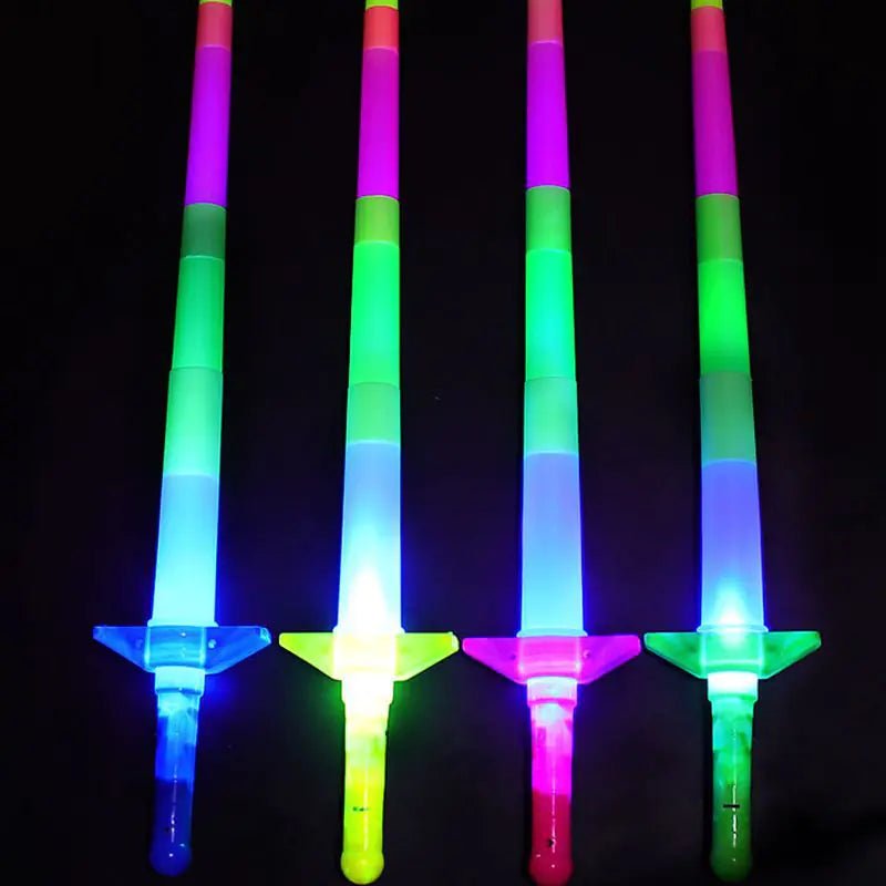 Luminous 4 - Section Telescopic Glow Stick – Extendable LED Light Wand (31–69 cm), Random Colors - Whimsical Shoppe