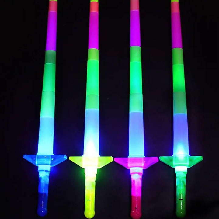 Luminous 4 - Section Telescopic Glow Stick – Extendable LED Light Wand (31–69 cm), Random Colors - Whimsical Shoppe