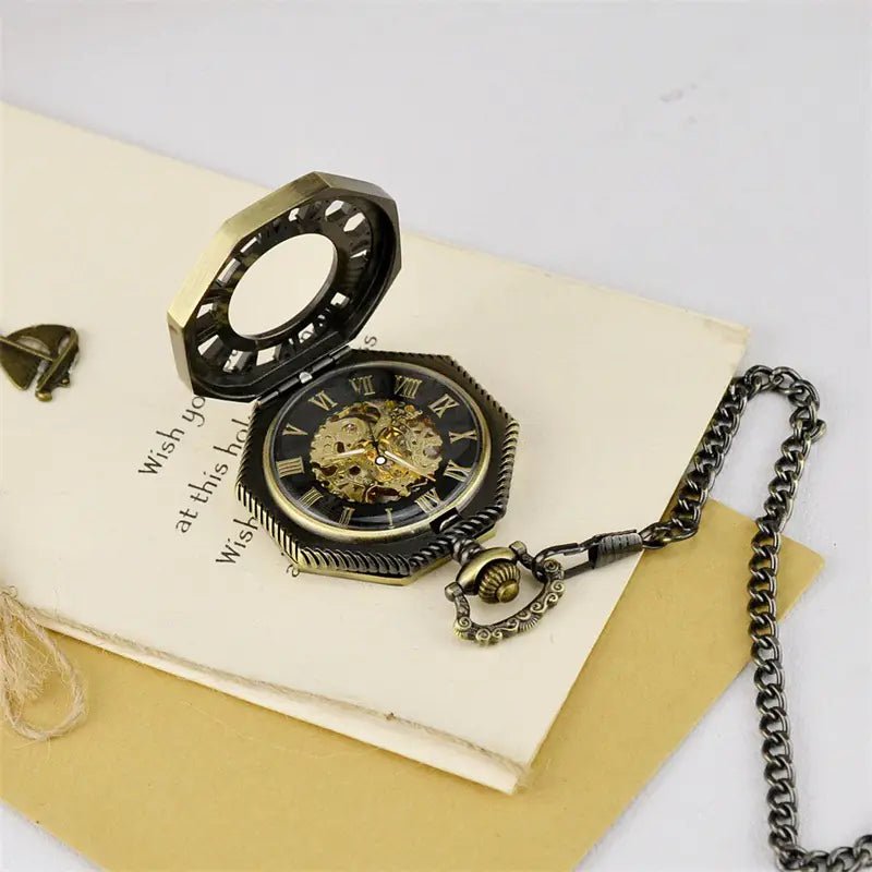Luxury Hollow Pocket Watch - Vintage Roman Numerals & Mechanical Dial - Whimsical Shoppe