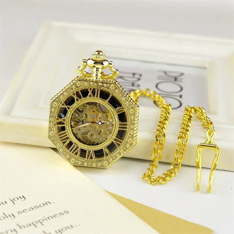 Luxury Hollow Pocket Watch - Vintage Roman Numerals & Mechanical Dial - Whimsical Shoppe