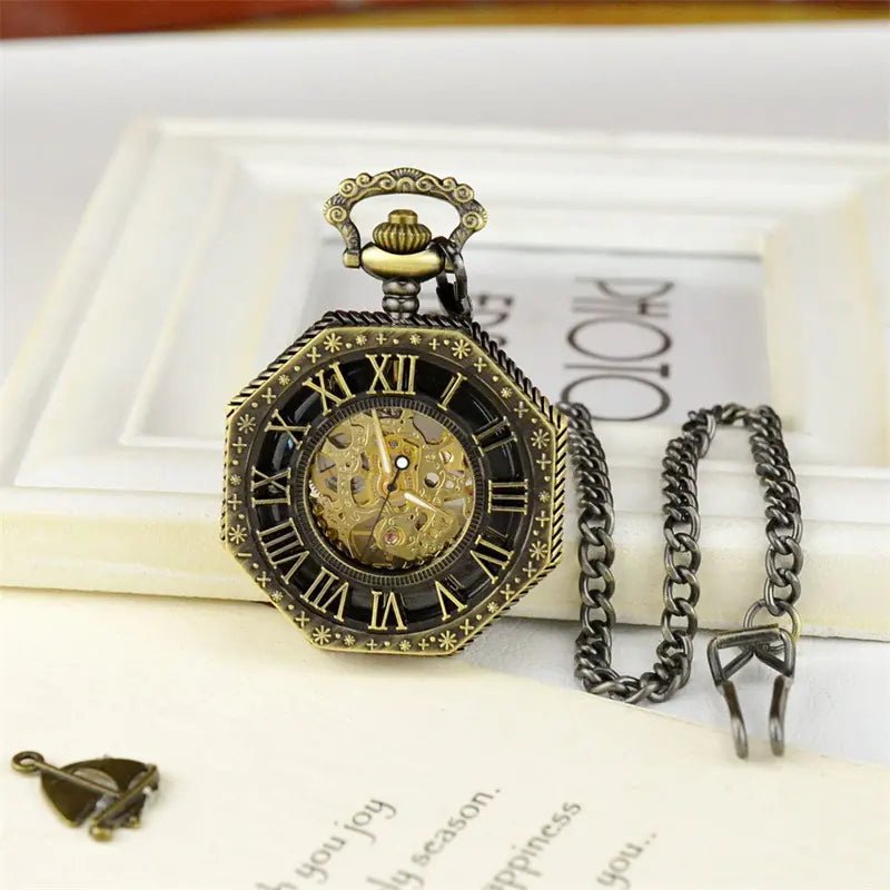 Luxury Hollow Pocket Watch - Vintage Roman Numerals & Mechanical Dial - Whimsical Shoppe