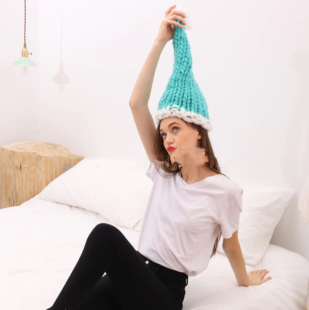 Matching Parent - Child Christmas Hats - Wool Knit Tie - Dye Design - Whimsical Shoppe