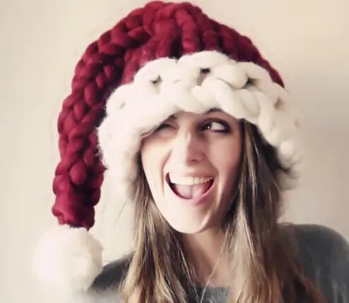 Matching Parent - Child Christmas Hats - Wool Knit Tie - Dye Design - Whimsical Shoppe