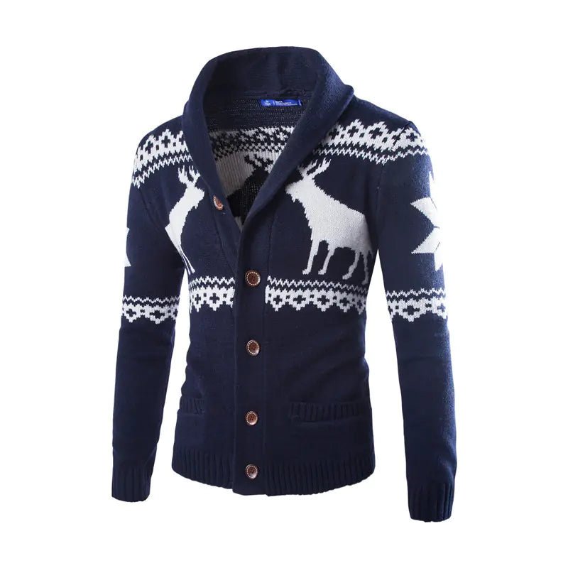 Men's Fashion Fawn Christmas Cardigan Sweater - Cotton Blend - Whimsical Shoppe
