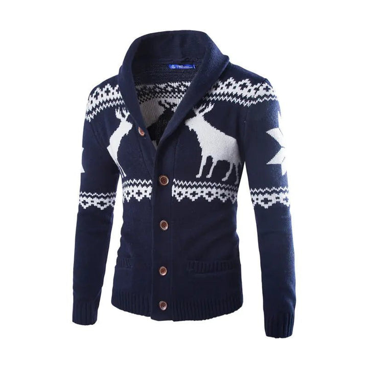 Men's Fashion Fawn Christmas Cardigan Sweater - Cotton Blend - Whimsical Shoppe