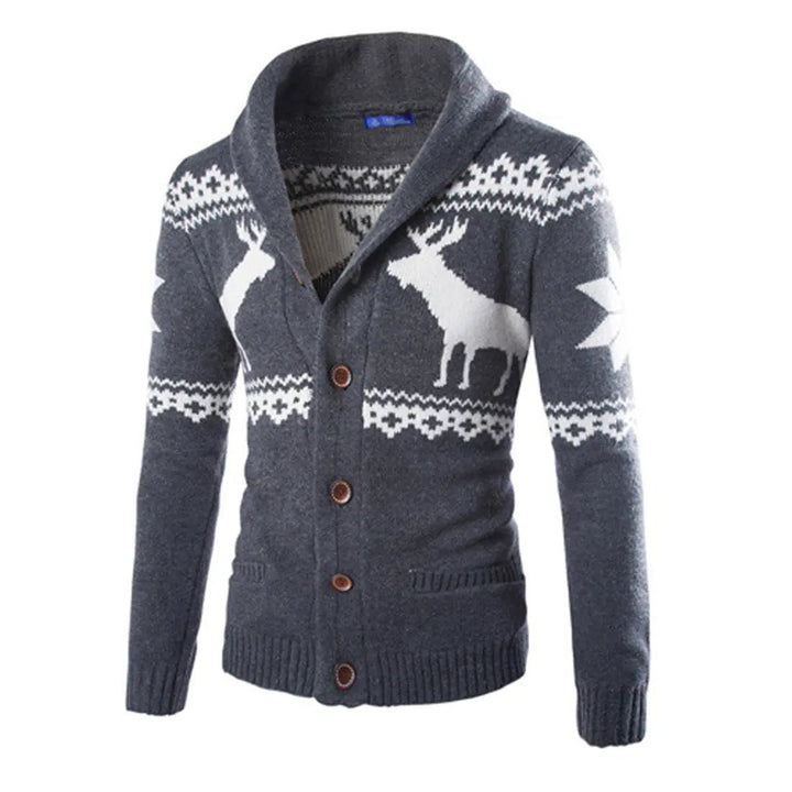 Men's Fashion Fawn Christmas Cardigan Sweater - Cotton Blend - Whimsical Shoppe