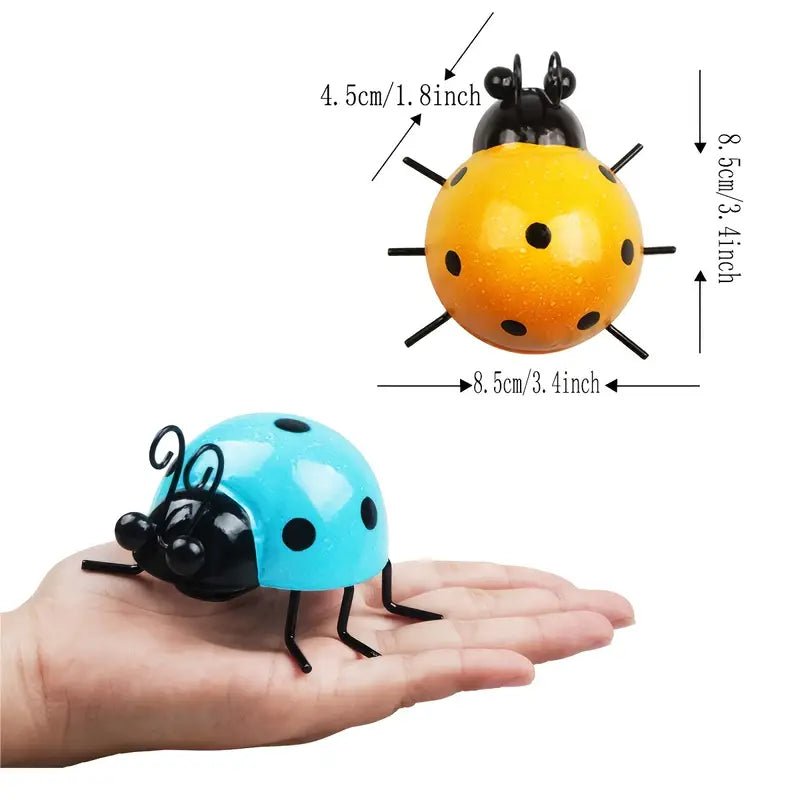 Metal Ladybug Wall Art – Indoor & Outdoor Garden Decor in Red, Green, Yellow, and Blue - Whimsical Shoppe