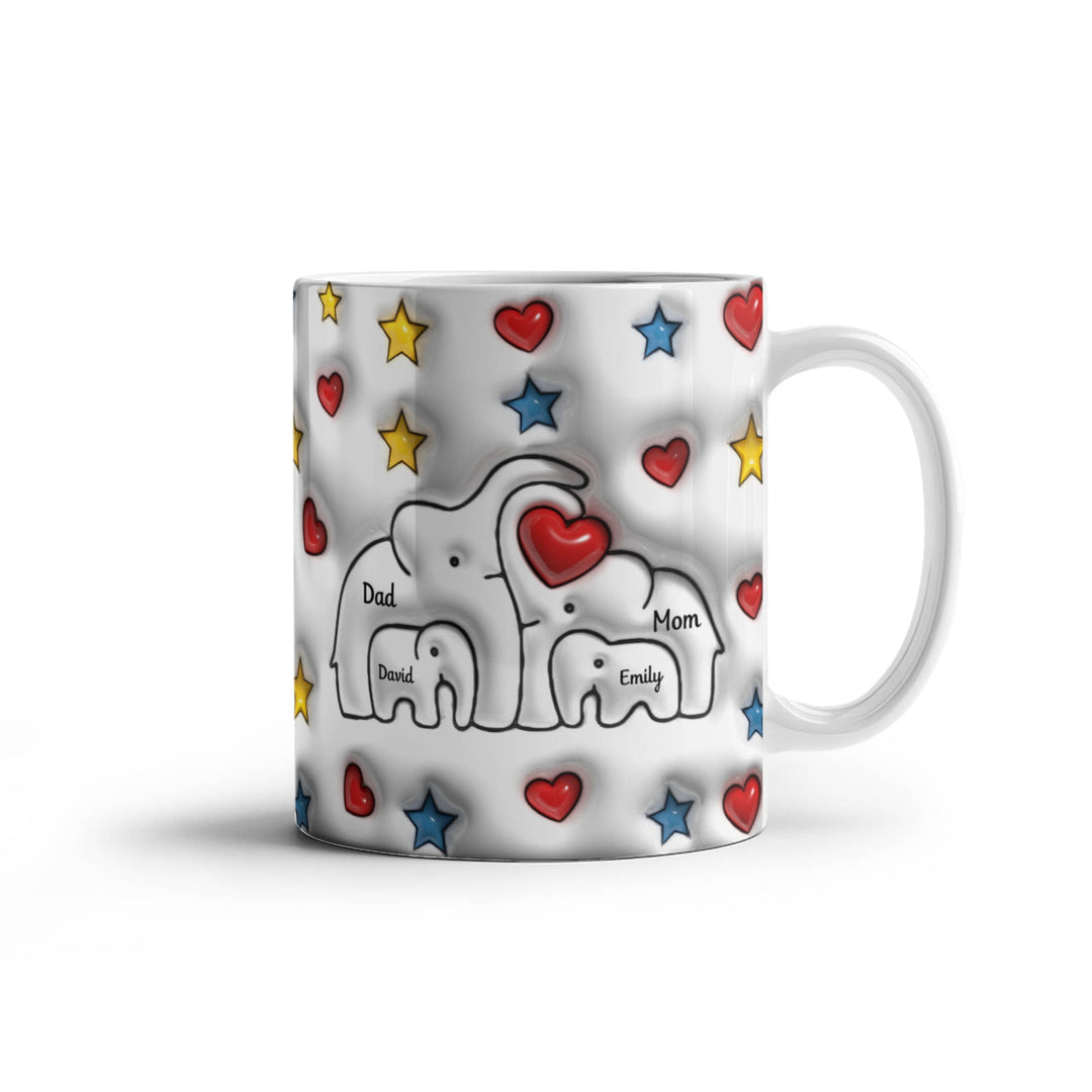Mom & Dad & 2 Children Personalized Heart Mug - Whimsical Shoppe