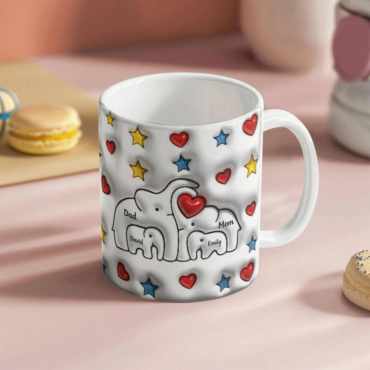 Mom & Dad & 2 Children Personalized Heart Mug - Whimsical Shoppe