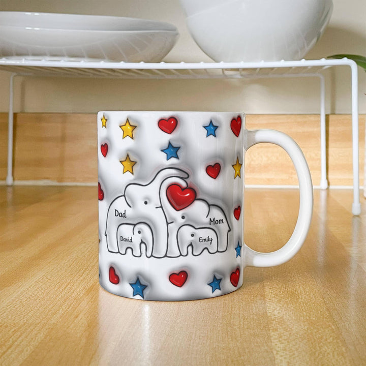 Mom & Dad & 2 Children Personalized Heart Mug - Whimsical Shoppe