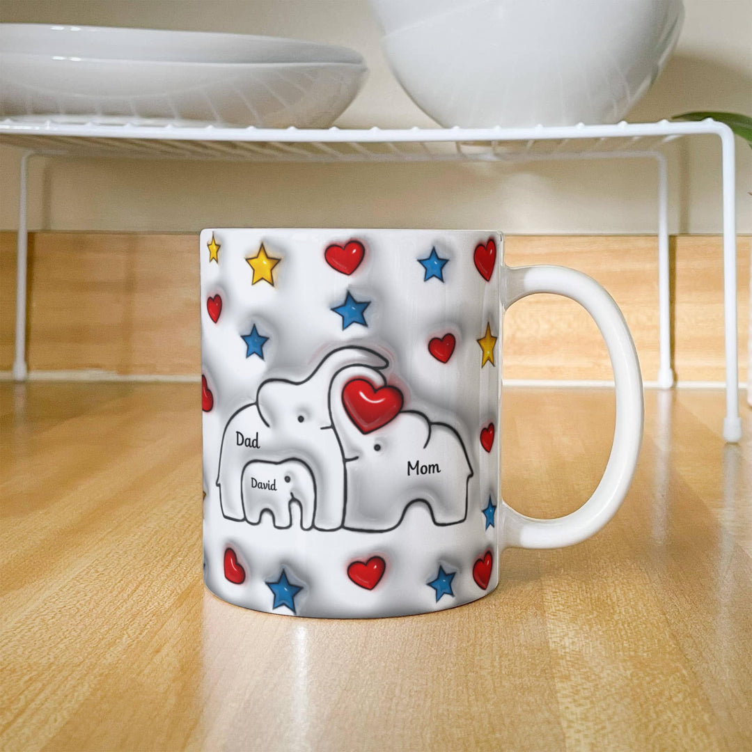 Mom & Dad & Child Personalized Heart Mug - Whimsical Shoppe