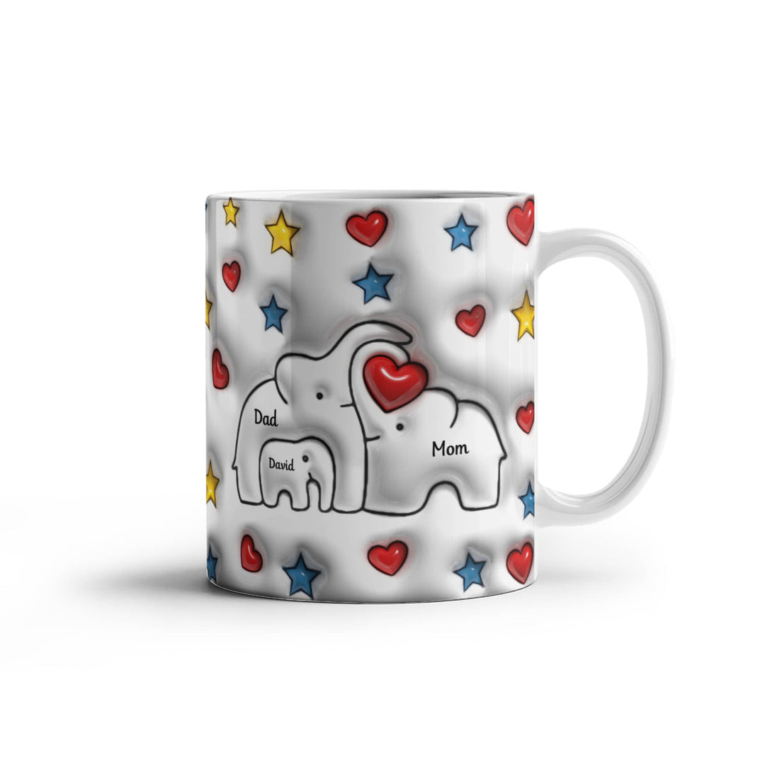 Mom & Dad & Child Personalized Heart Mug - Whimsical Shoppe