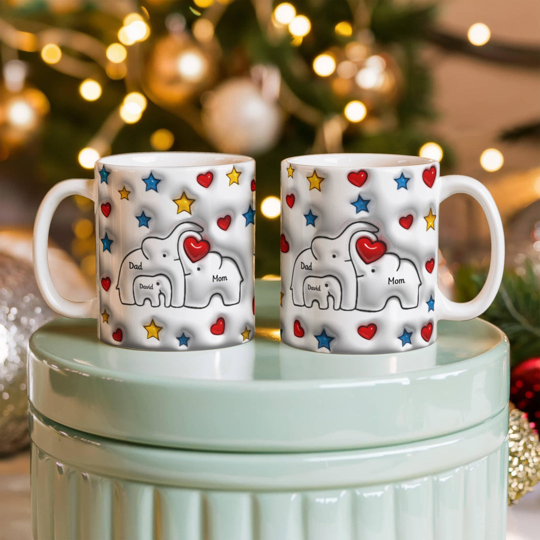 Mom & Dad & Child Personalized Heart Mug - Whimsical Shoppe