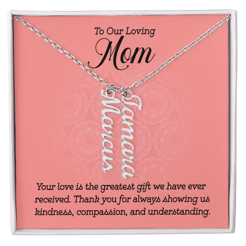 Multi Name Necklace – For Our Mom | Personalized Family Name Pendant, Custom 18K Gold or Stainless Steel Chain - Whimsical Shoppe