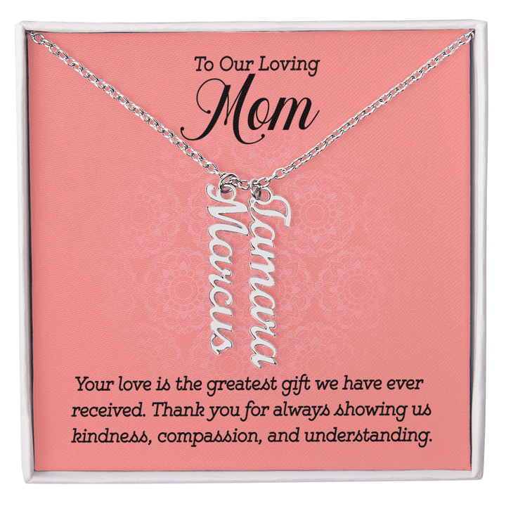 Multi Name Necklace – For Our Mom | Personalized Family Name Pendant, Custom 18K Gold or Stainless Steel Chain - Whimsical Shoppe