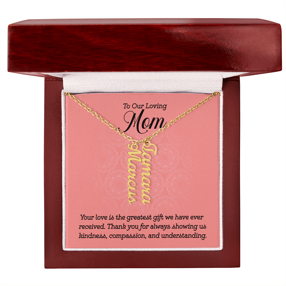 Multi Name Necklace – For Our Mom | Personalized Family Name Pendant, Custom 18K Gold or Stainless Steel Chain - Whimsical Shoppe