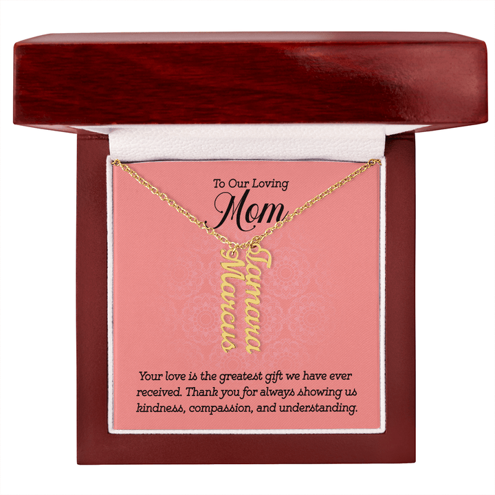 Multi Name Necklace – For Our Mom | Personalized Family Name Pendant, Custom 18K Gold or Stainless Steel Chain - Whimsical Shoppe