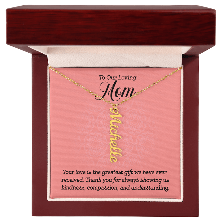 Multi Name Necklace – For Our Mom | Personalized Family Name Pendant, Custom 18K Gold or Stainless Steel Chain - Whimsical Shoppe