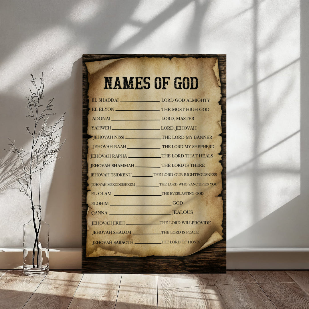 Names Of Gods Wrapped Canvas - Whimsical Shoppe