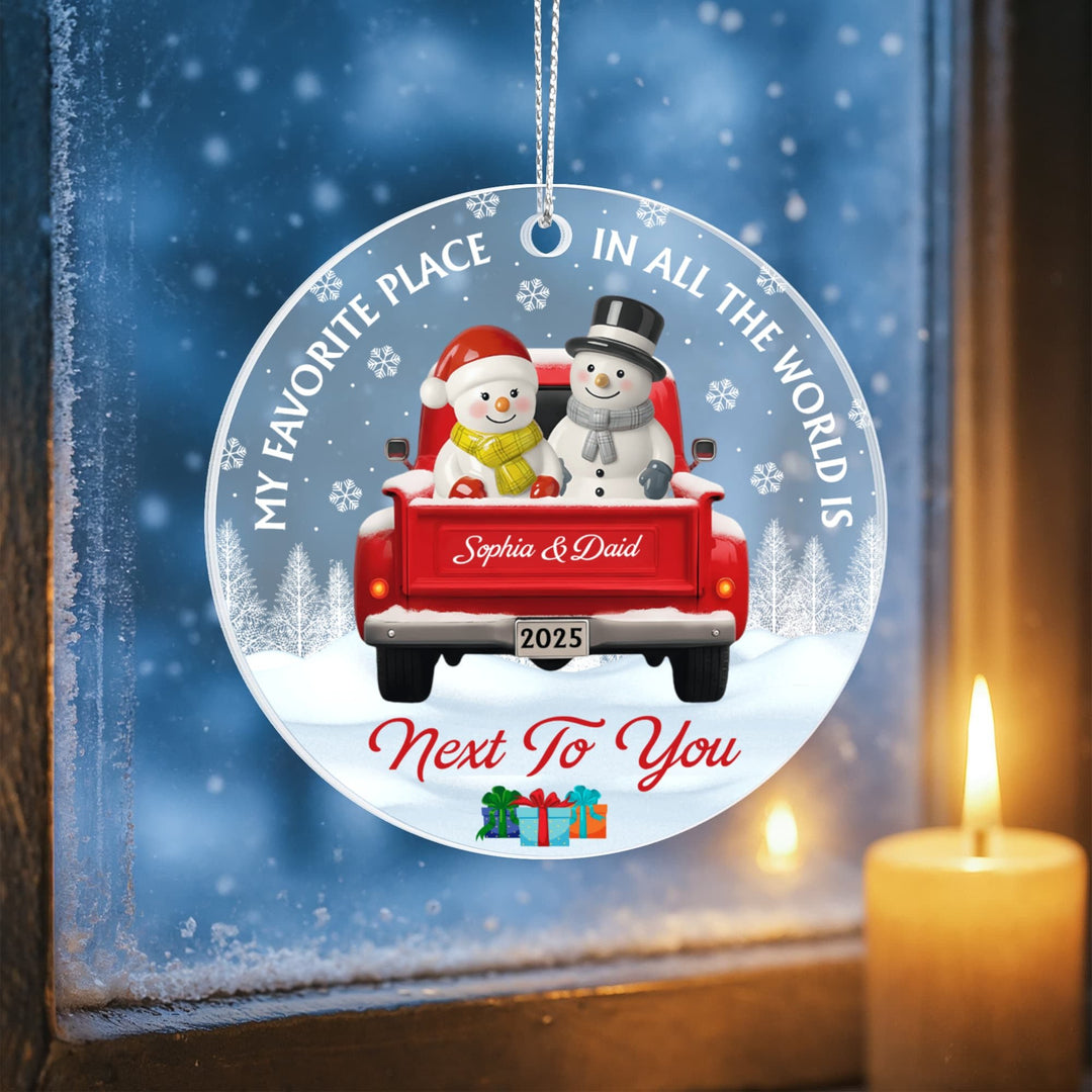 Next To You - Personalized Acrylic Circle Ornament - Whimsical Shoppe