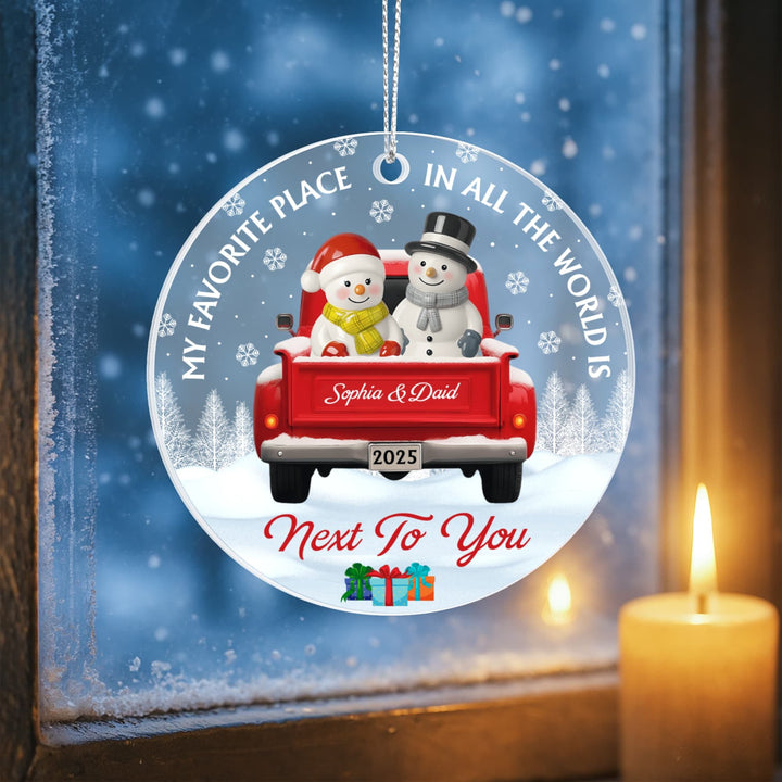 Next To You - Personalized Acrylic Circle Ornament - Whimsical Shoppe