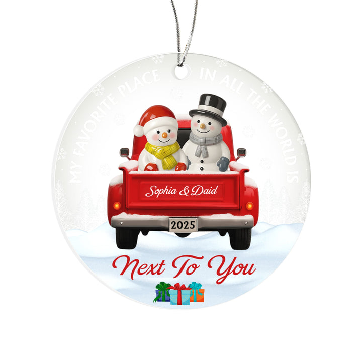 Next To You - Personalized Acrylic Circle Ornament - Whimsical Shoppe