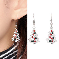 Dazzling Christmas Tree Earrings with Red & Clear Crystals