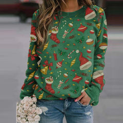 European/American Christmas Printed Fleece Sweater - Loose Fit (S-3XL)