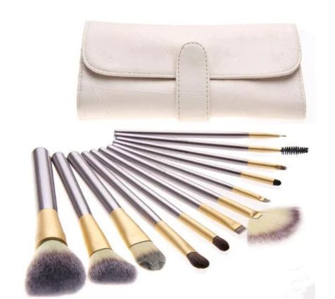 Persian Makeup Brush Set – 12/18/24 Pieces with Champagne Handles & Synthetic Fiber Bristles - Whimsical Shoppe