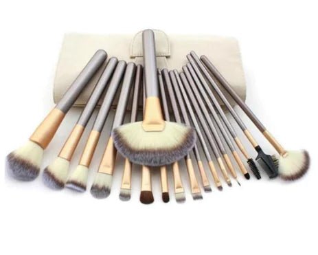 Persian Makeup Brush Set – 12/18/24 Pieces with Champagne Handles & Synthetic Fiber Bristles - Whimsical Shoppe