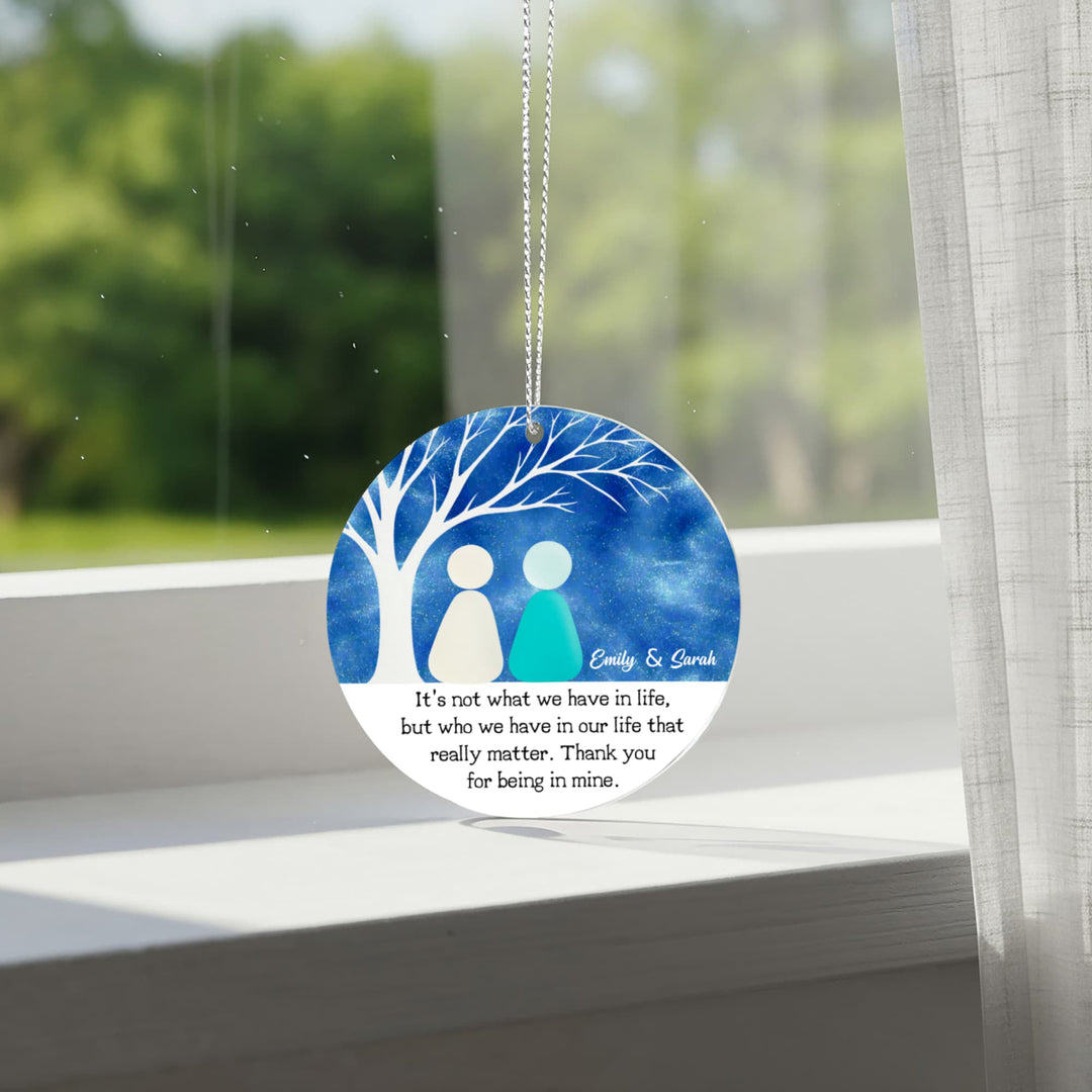 Personalized Best Friend Christmas Ornament – Custom Names Friendship Keepsake, “Thank You for Being in Mine” Gift - Whimsical Shoppe