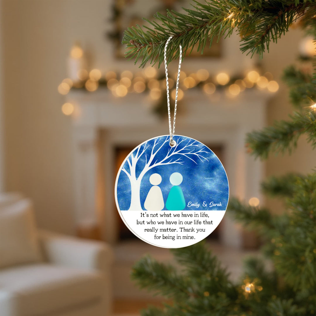 Personalized Best Friend Christmas Ornament – Custom Names Friendship Keepsake, “Thank You for Being in Mine” Gift - Whimsical Shoppe