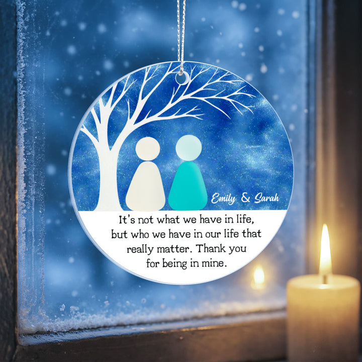 Personalized Best Friend Christmas Ornament – Custom Names Friendship Keepsake, “Thank You for Being in Mine” Gift - Whimsical Shoppe