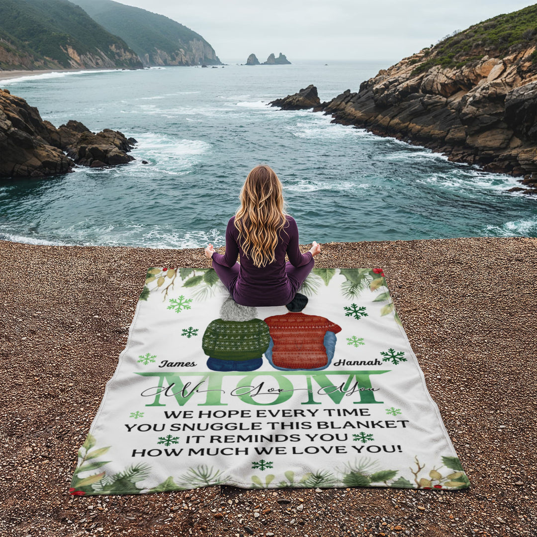 Personalized Christmas Blanket for Mom - "We Love You" Message - Whimsical Shoppe