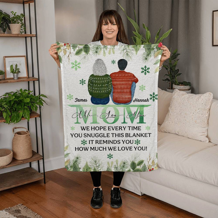 Personalized Christmas Blanket for Mom - "We Love You" Message - Whimsical Shoppe