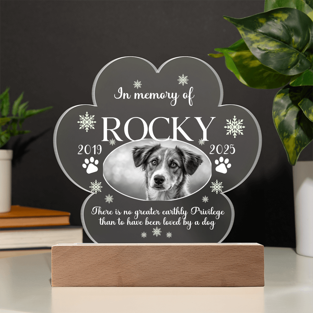 Personalized Pet Photo Paw Print Acrylic Plaque - Whimsical Shoppe