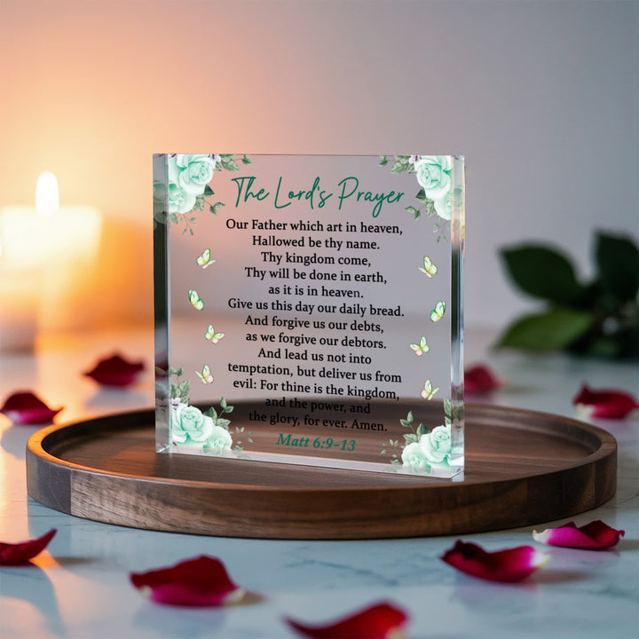 Printed Acrylic BlockThe Lord’s Prayer Acrylic Block – Christian Home Décor Plaque, Matthew 6:9–13 Scripture Gift - Whimsical Shoppe