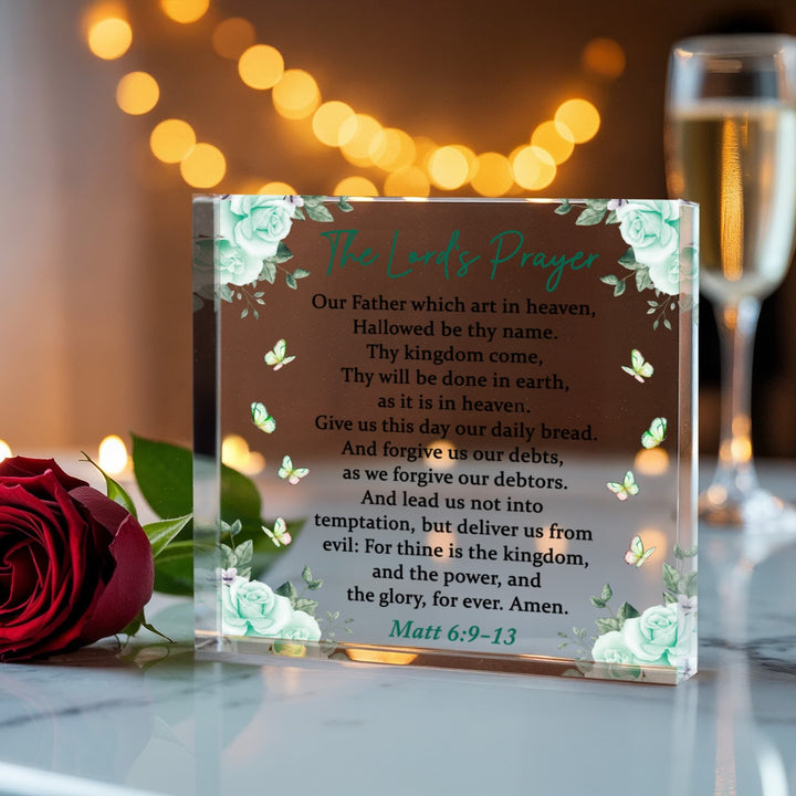 Printed Acrylic BlockThe Lord’s Prayer Acrylic Block – Christian Home Décor Plaque, Matthew 6:9–13 Scripture Gift - Whimsical Shoppe