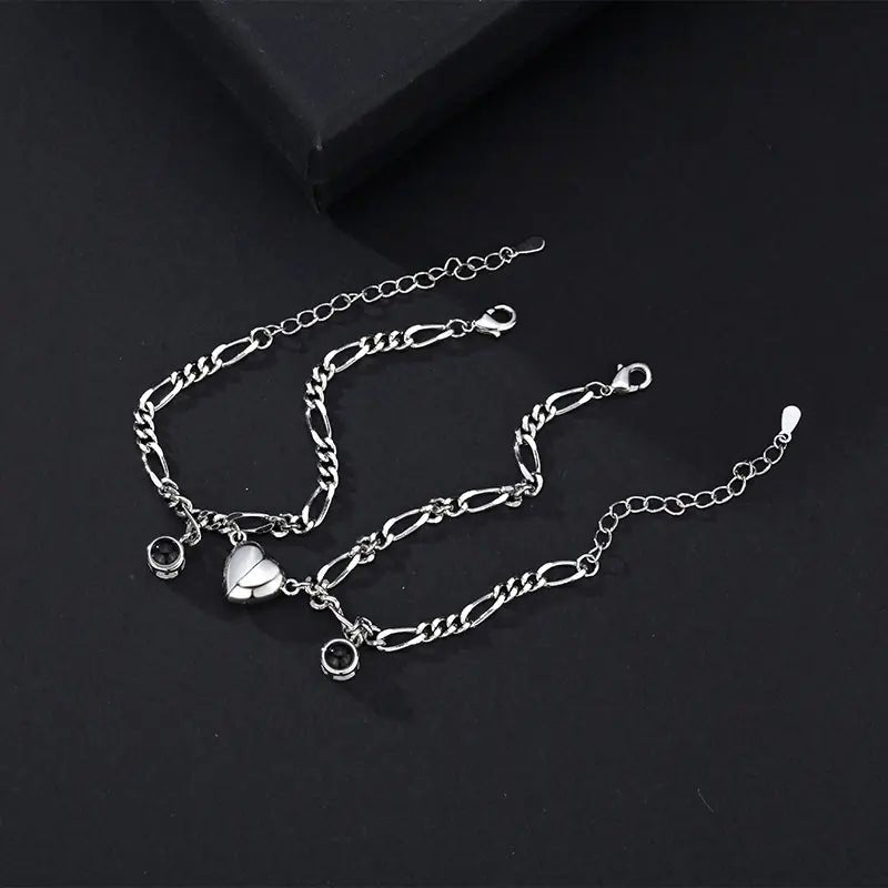 Projection Couple Bracelet - "I Love You" in 100 Languages (Set of 2) - Whimsical Shoppe