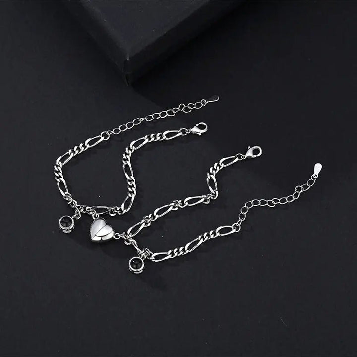 Projection Couple Bracelet - "I Love You" in 100 Languages (Set of 2) - Whimsical Shoppe